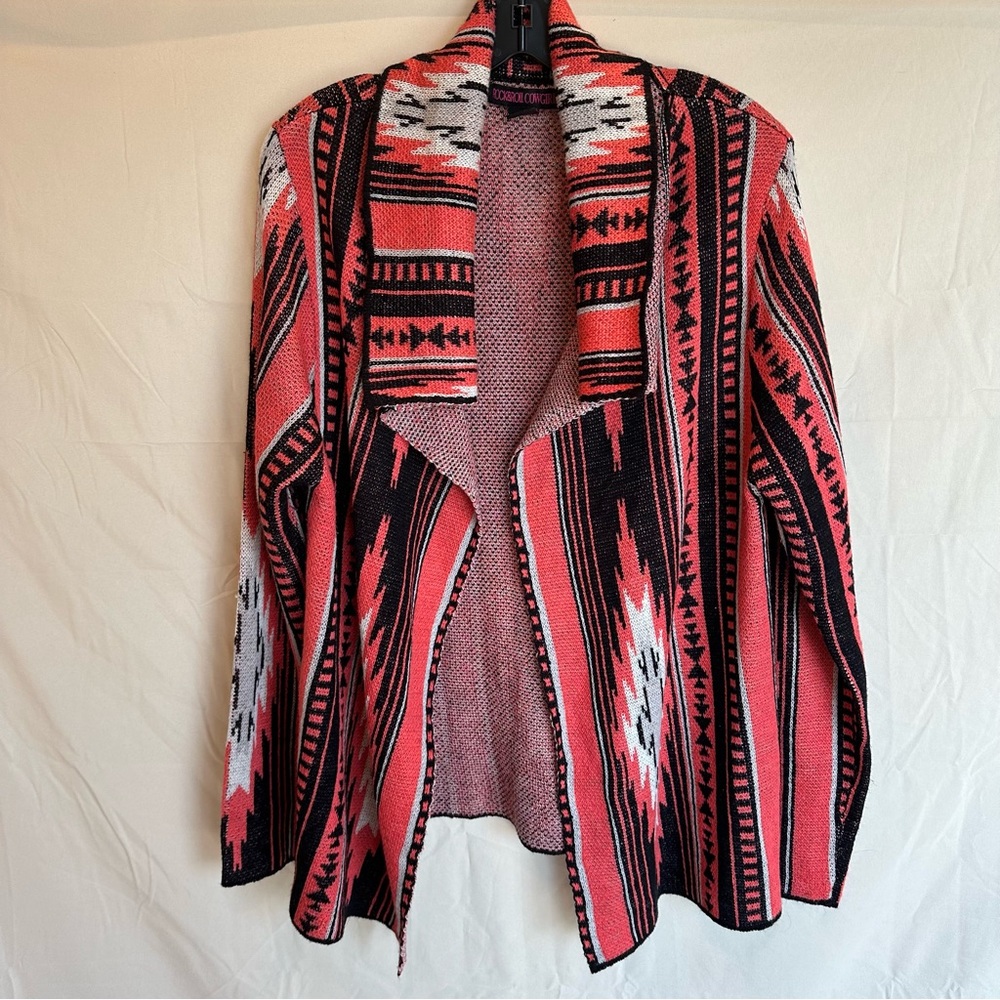 Rock & Roll Cowgirl aztec print open front sweater